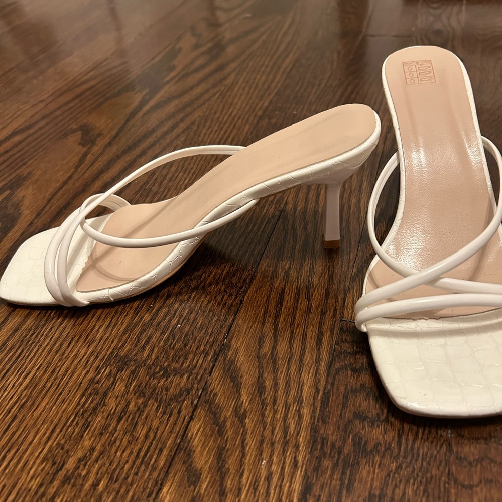 White sandal heels